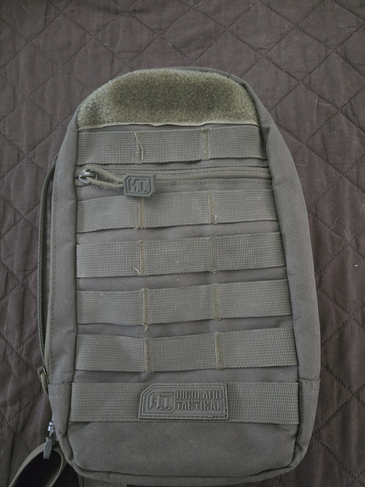 Highland Tactical Men's Green Crossbody Bag Adjustable Strap Zip Pockets